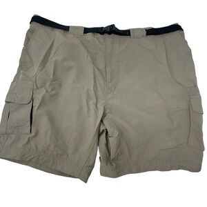 Magellan Outdoors Fish Gear Mens 3XL Khaki Tan Water Repellent Cargo Shorts Belt